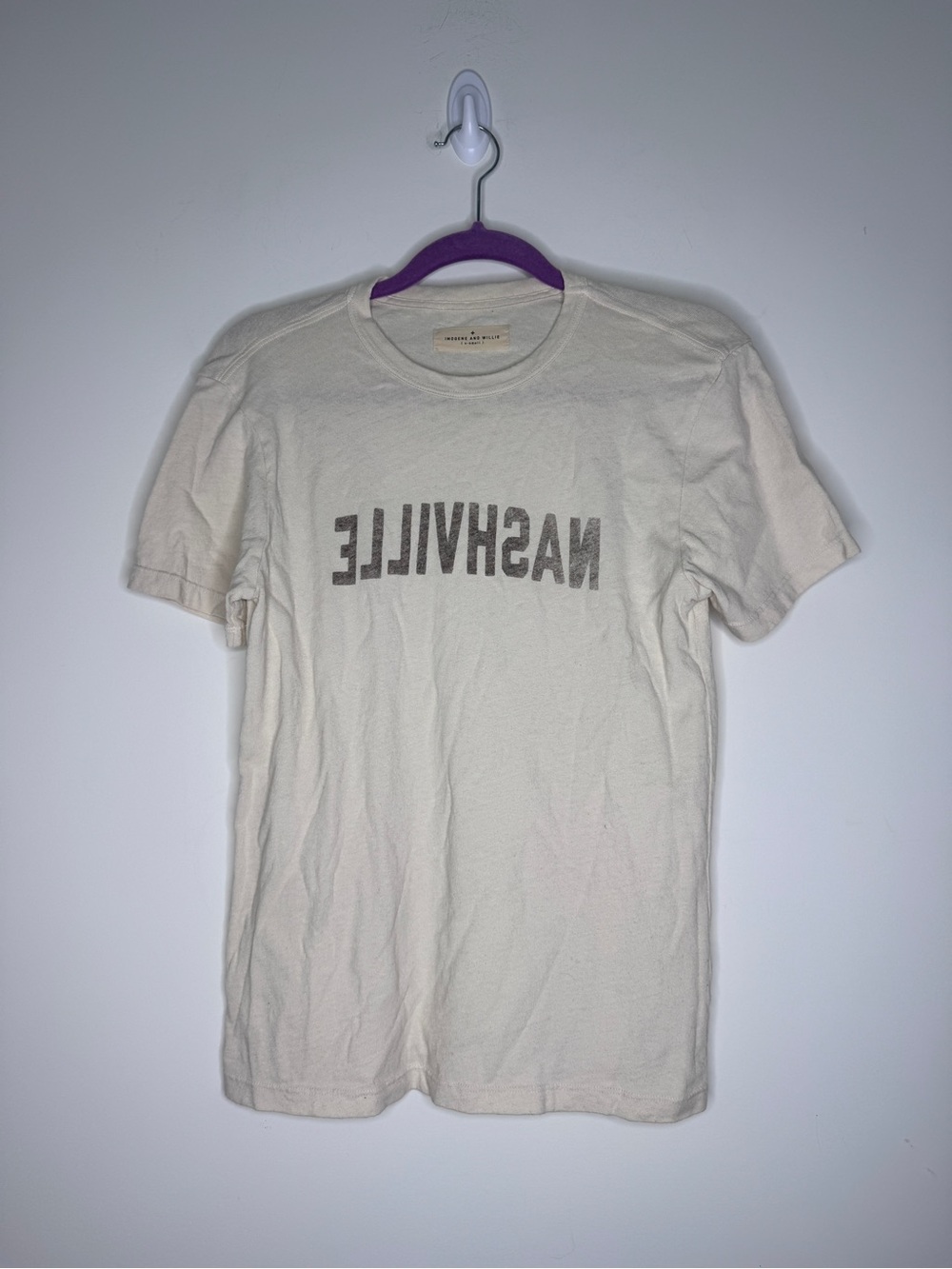 imogene + willie Cream Tee with Faded Gray "NASHVILLE" Print XS